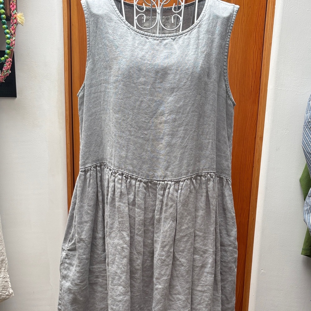 Not Perfect Linen sleeveless dress in gray